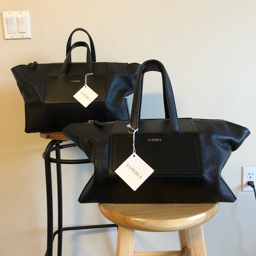 Black Calfskin Leather Bag, by La Perla